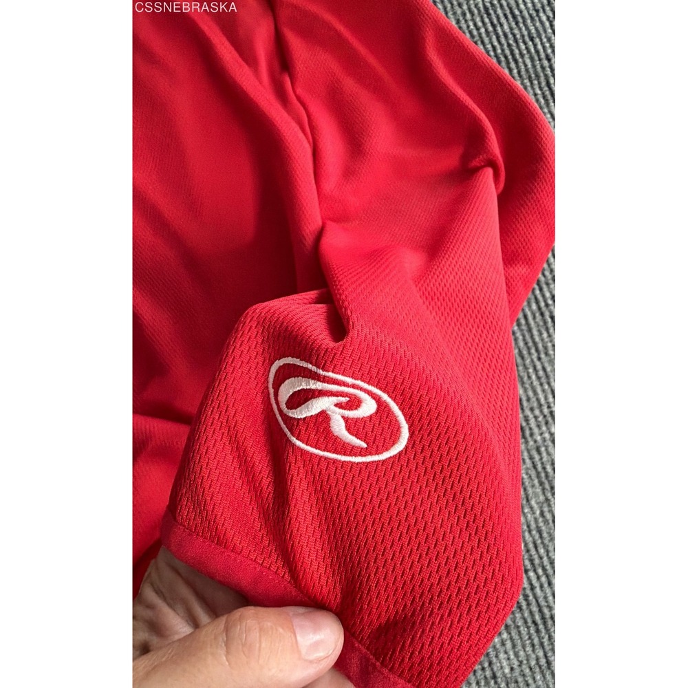 Rawlings Red Mens Baseball Jersey Pullover Training Shirt 2XL Phillies Logo - Picture 7 of 11